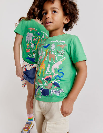 Animal Education T-shirt-Aloe Green Animal Alphabet-2