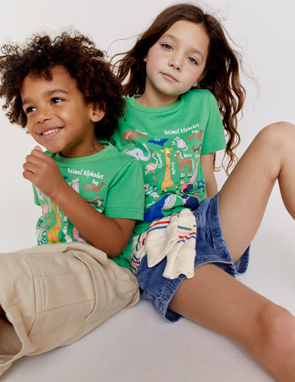 Animal Education T-shirt-Aloe Green Animal Alphabet-3