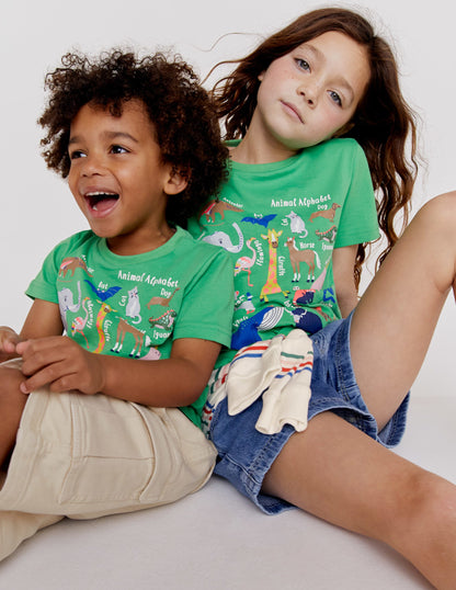 Animal Education T-shirt-Aloe Green Animal Alphabet-4