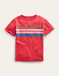 Relaxed Striped Cotton T-Shirt-Strawberry Tart Red