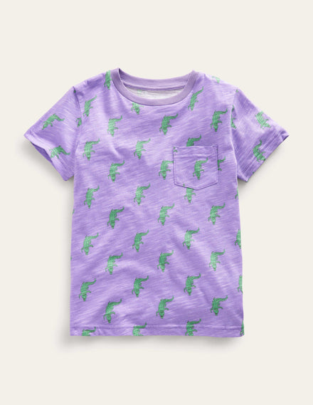 All-over Printed T-Shirt-Soft Lavender Purple Croc