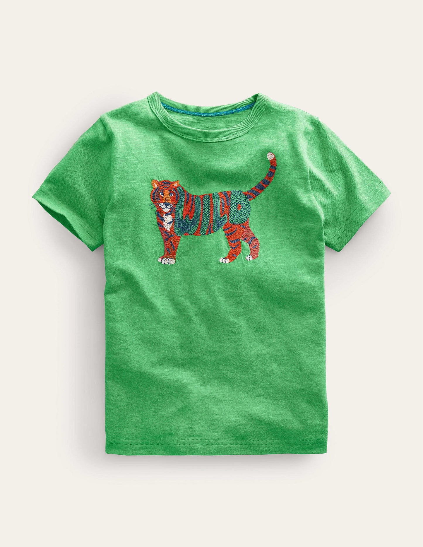 Animal Printed Cotton T-Shirt-Aloe Green Tiger