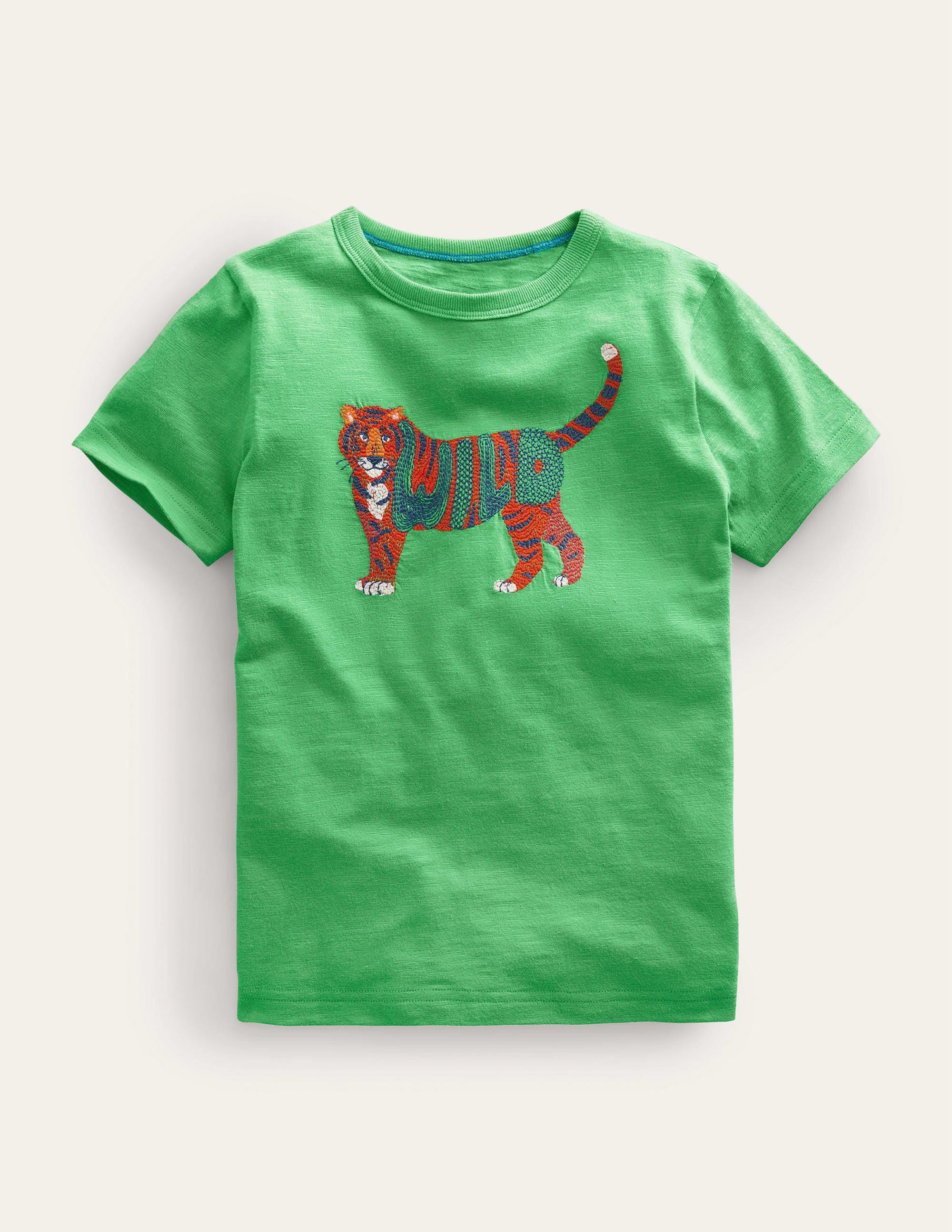 Animal Printed Cotton T-Shirt-Aloe Green Tiger - Image 1