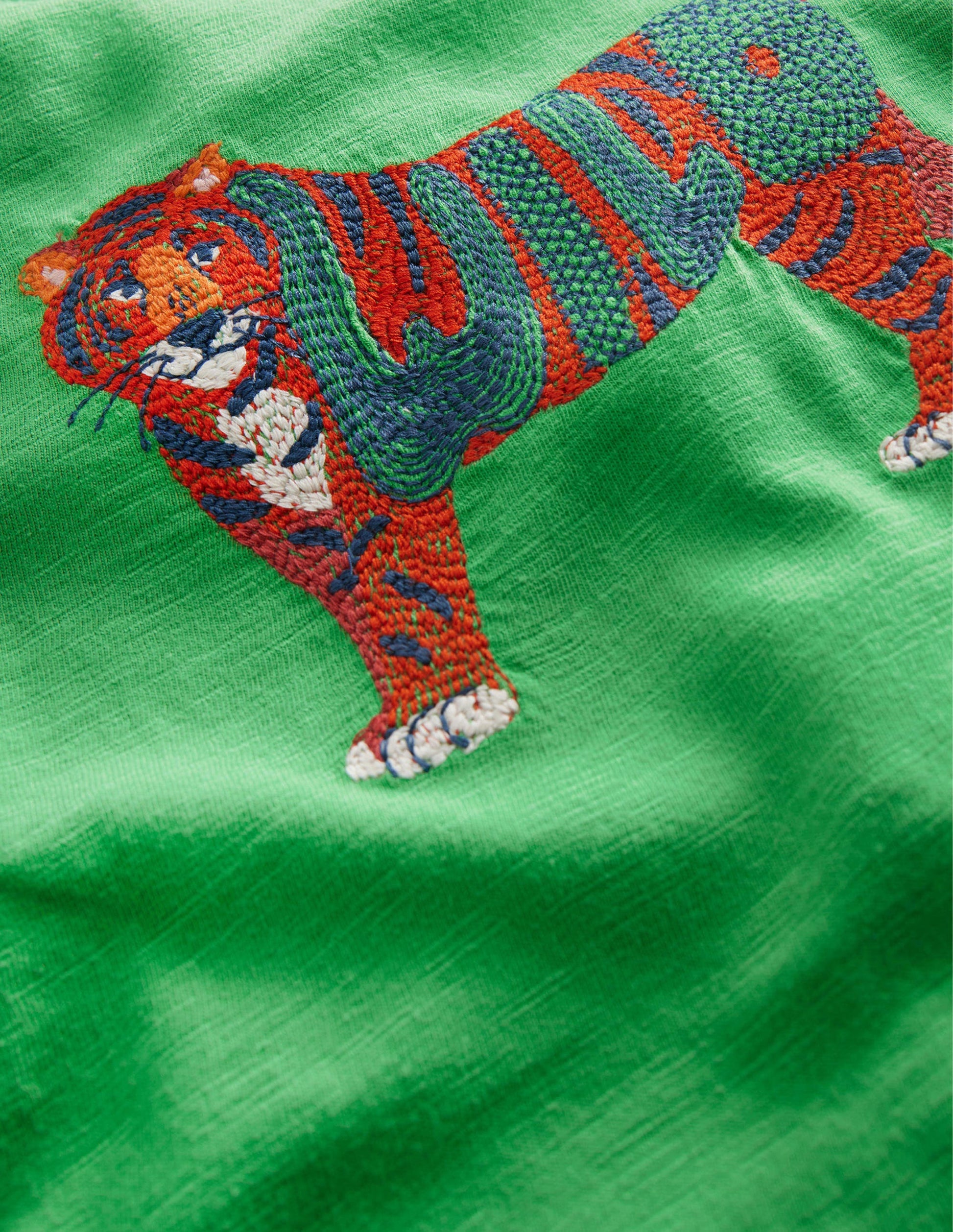 Animal Printed Cotton T-Shirt-Aloe Green Tiger-4