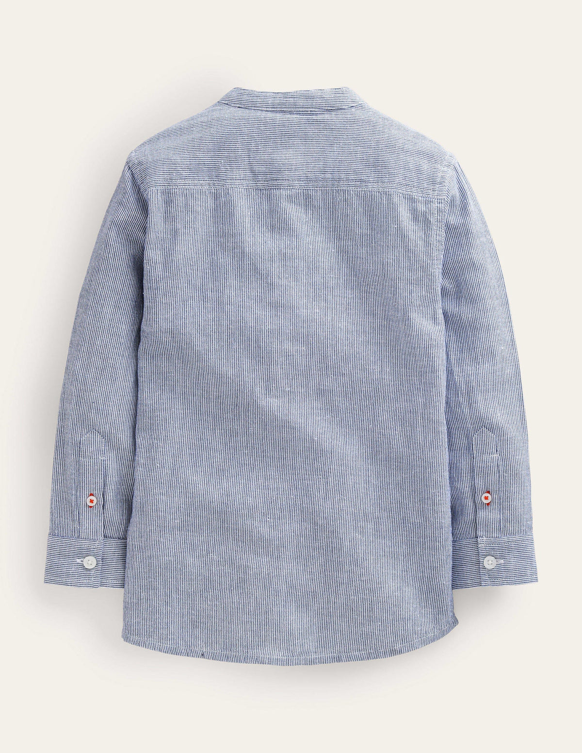 Patterned Grandad Shirt-Blue Ticking-2