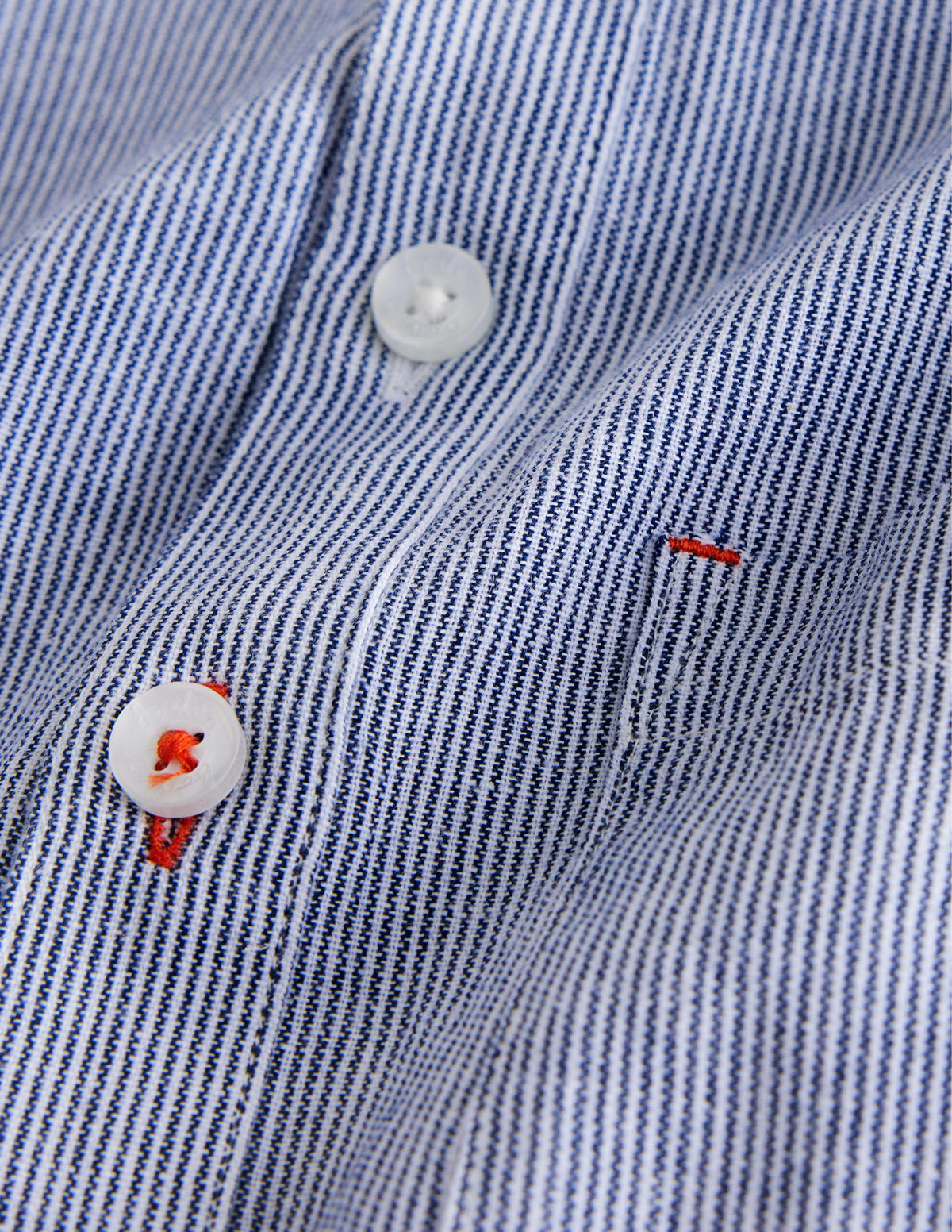Patterned Grandad Shirt-Blue Ticking - Image 3