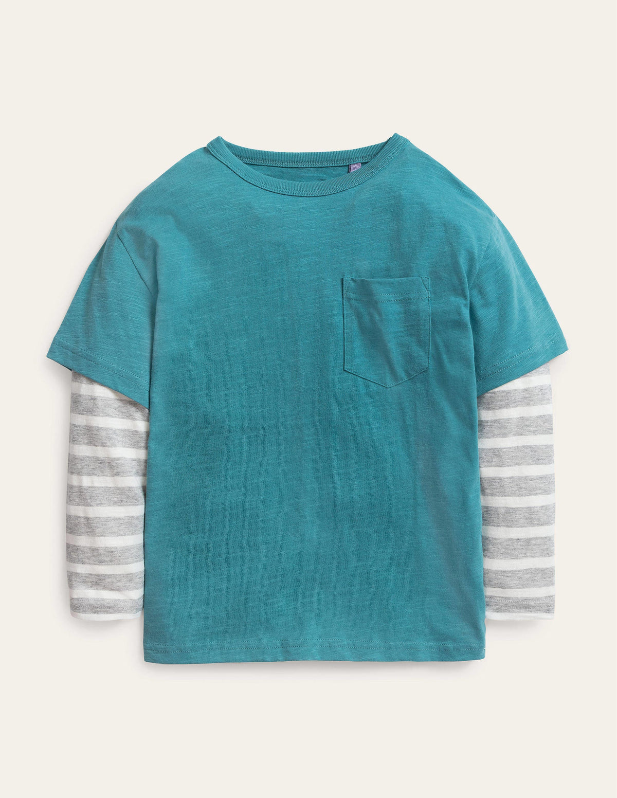 Mock Long Sleeve T-Shirt-Brittany Blue-1