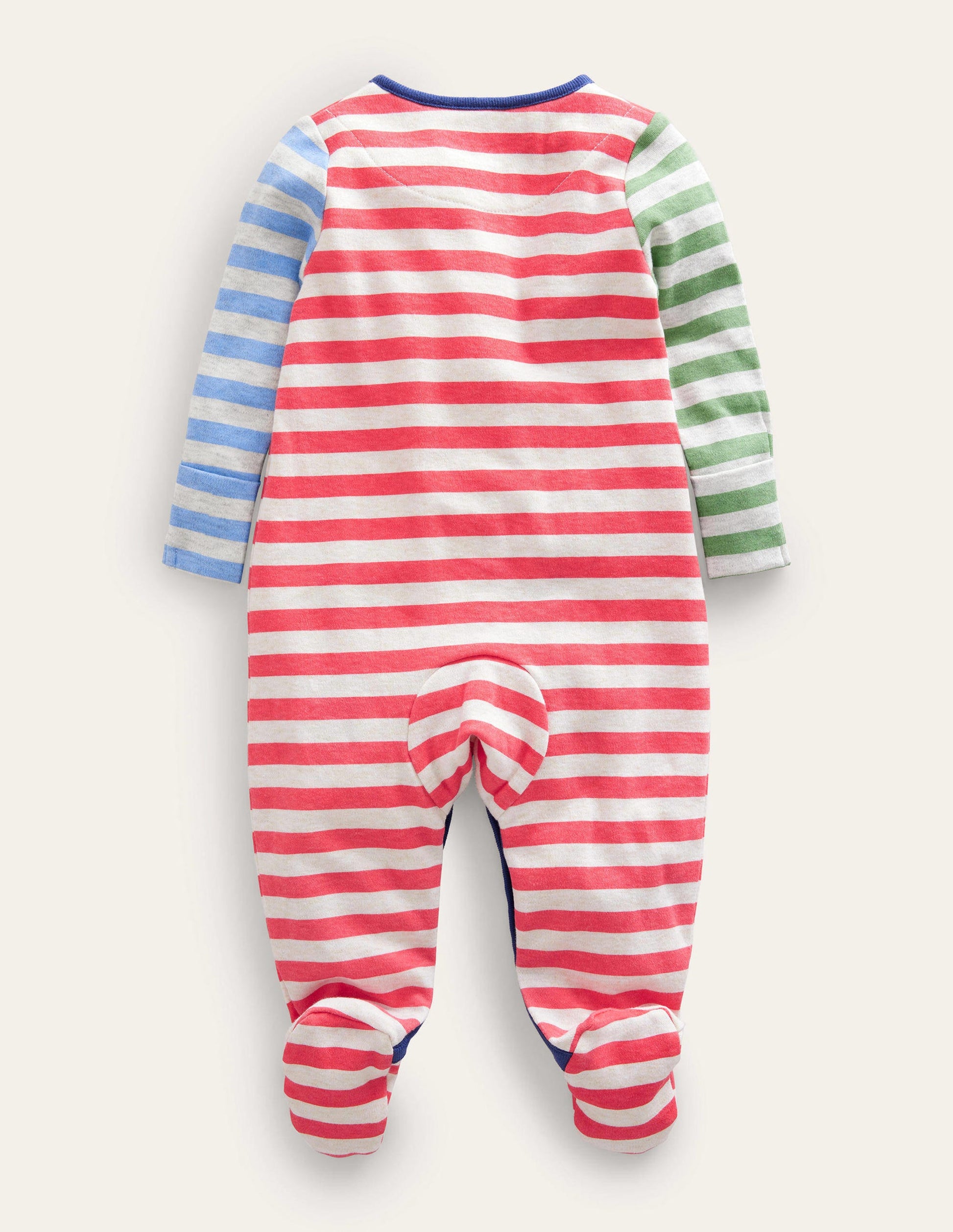 GOTS Hotchpotch Sleepsuit-Bright Multi Stripe-2