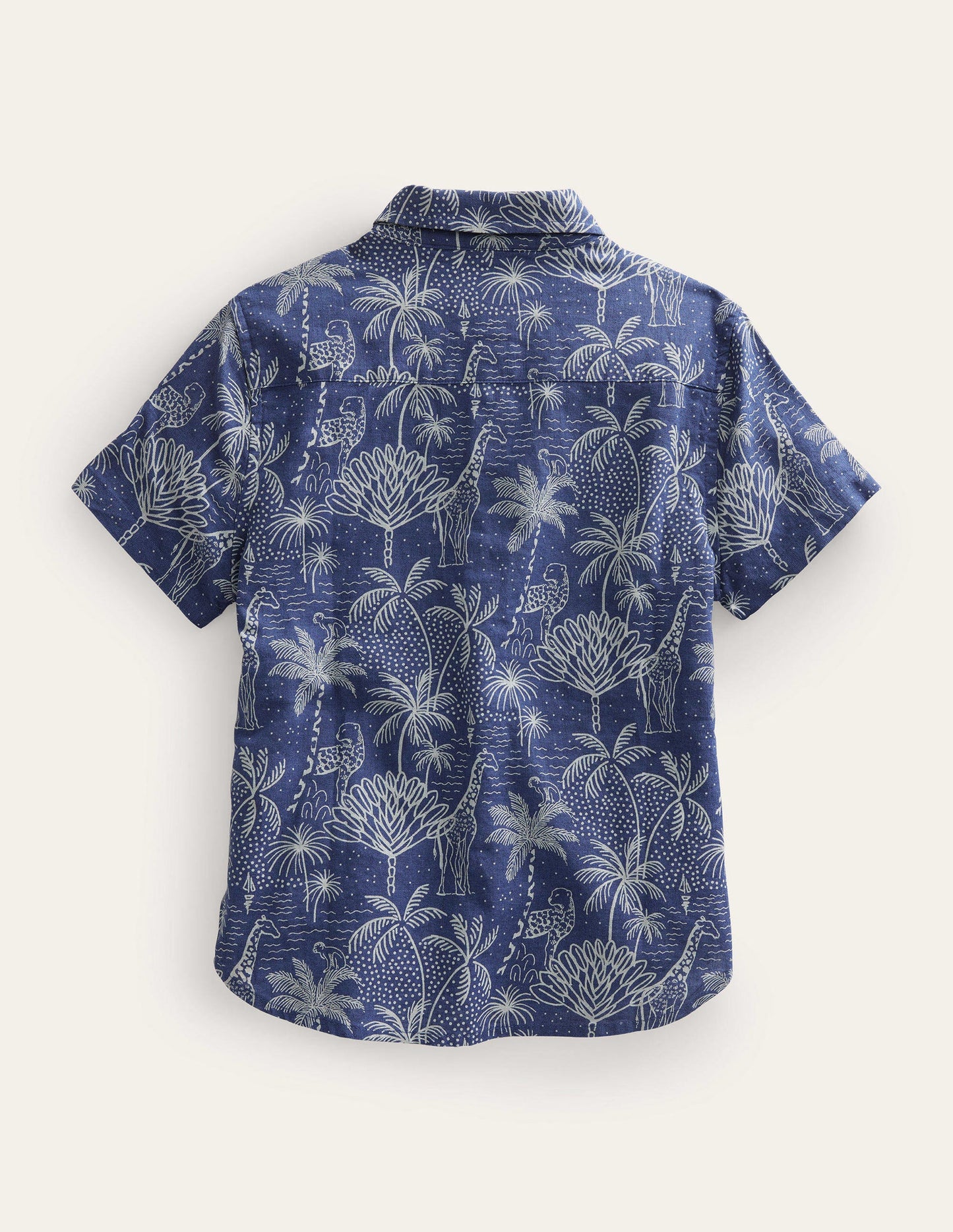 Cotton Linen Shirt-Blue Island Palm