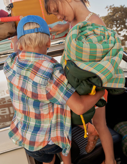 Cotton Linen Shirt-Fire Opal/Green Madras-5