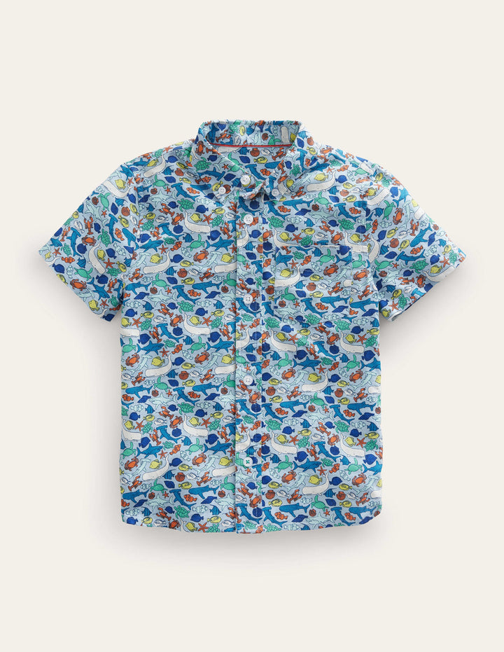 Cotton Linen Shirt-Multi Micro Reef