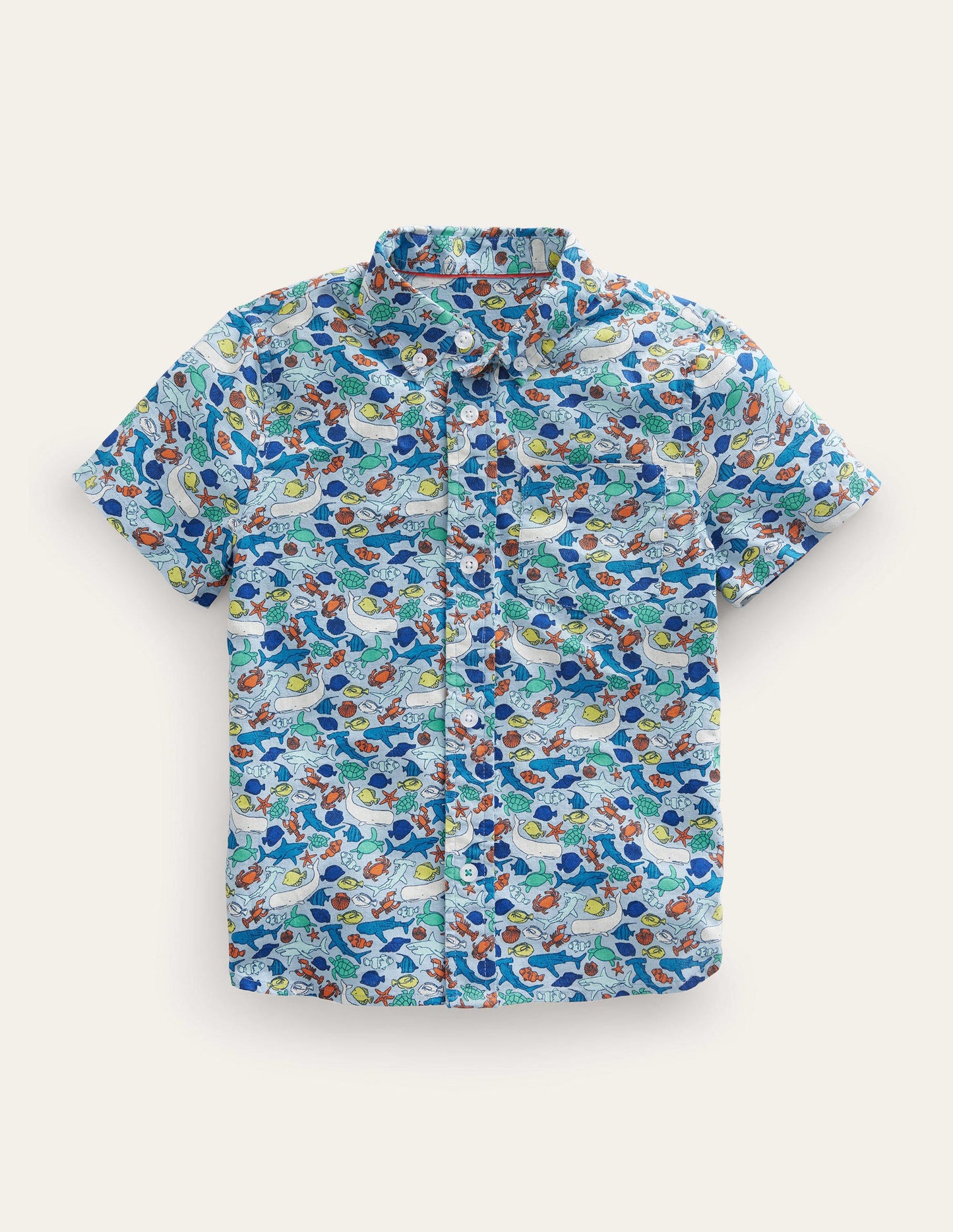 Cotton Linen Shirt-Multi Micro Reef