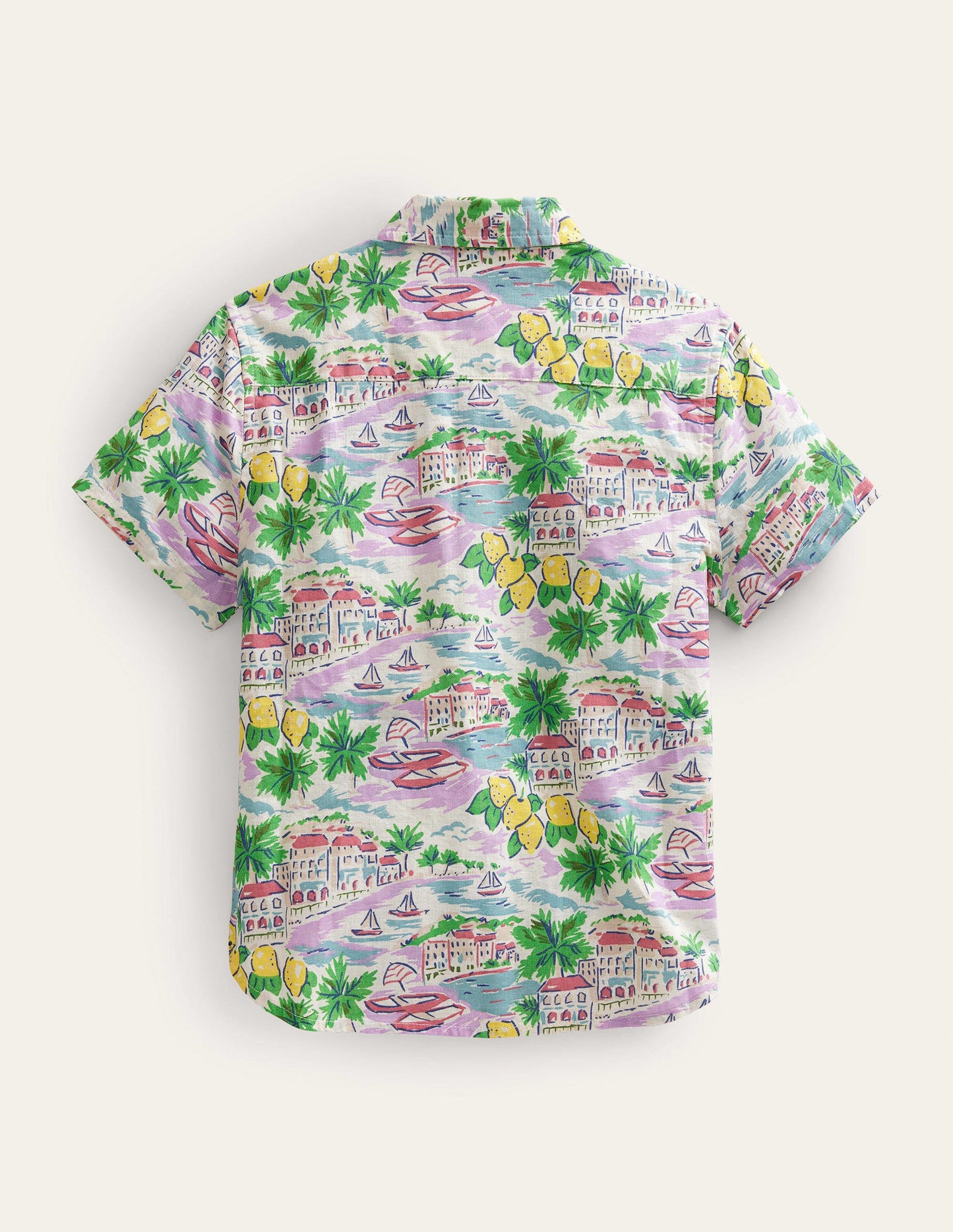 Cotton Linen Shirt-Multi Scene Print