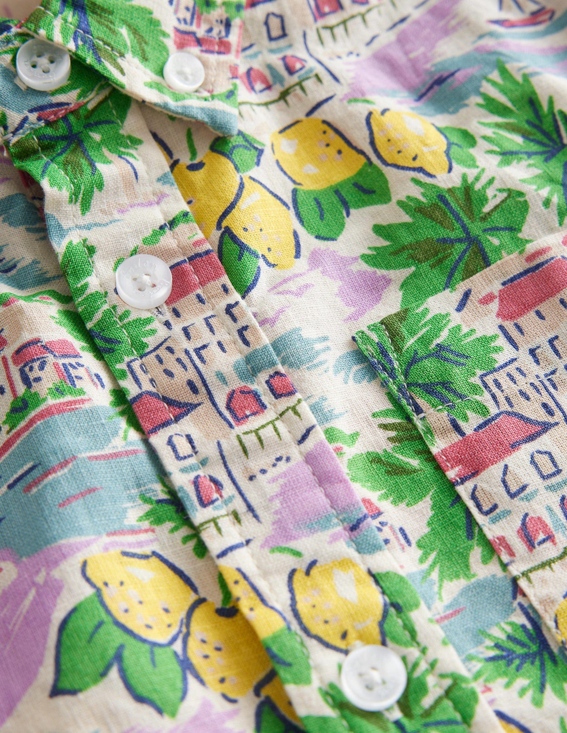 Cotton Linen Shirt-Multi Scene Print-3