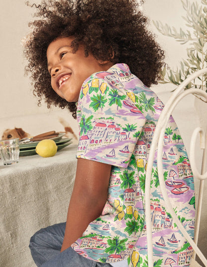 Cotton Linen Shirt-Multi Scene Print-5