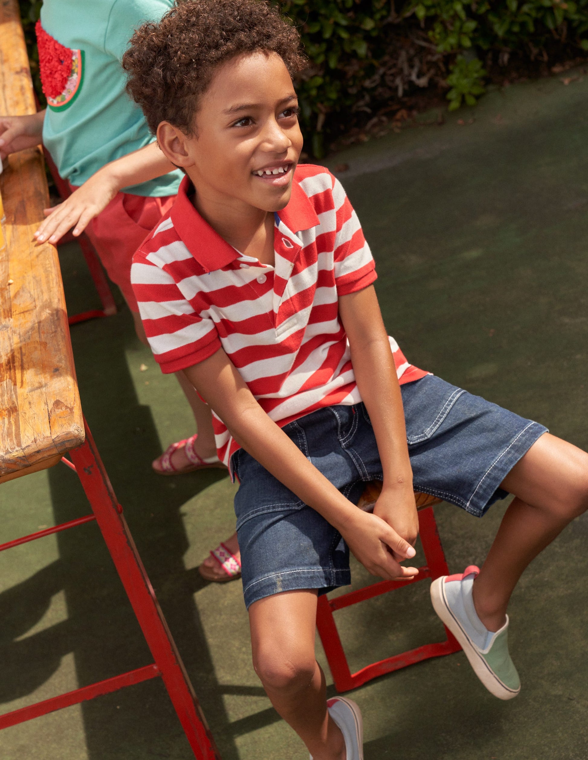 Piqué Polo Shirt-Breton Ivory/Red-4