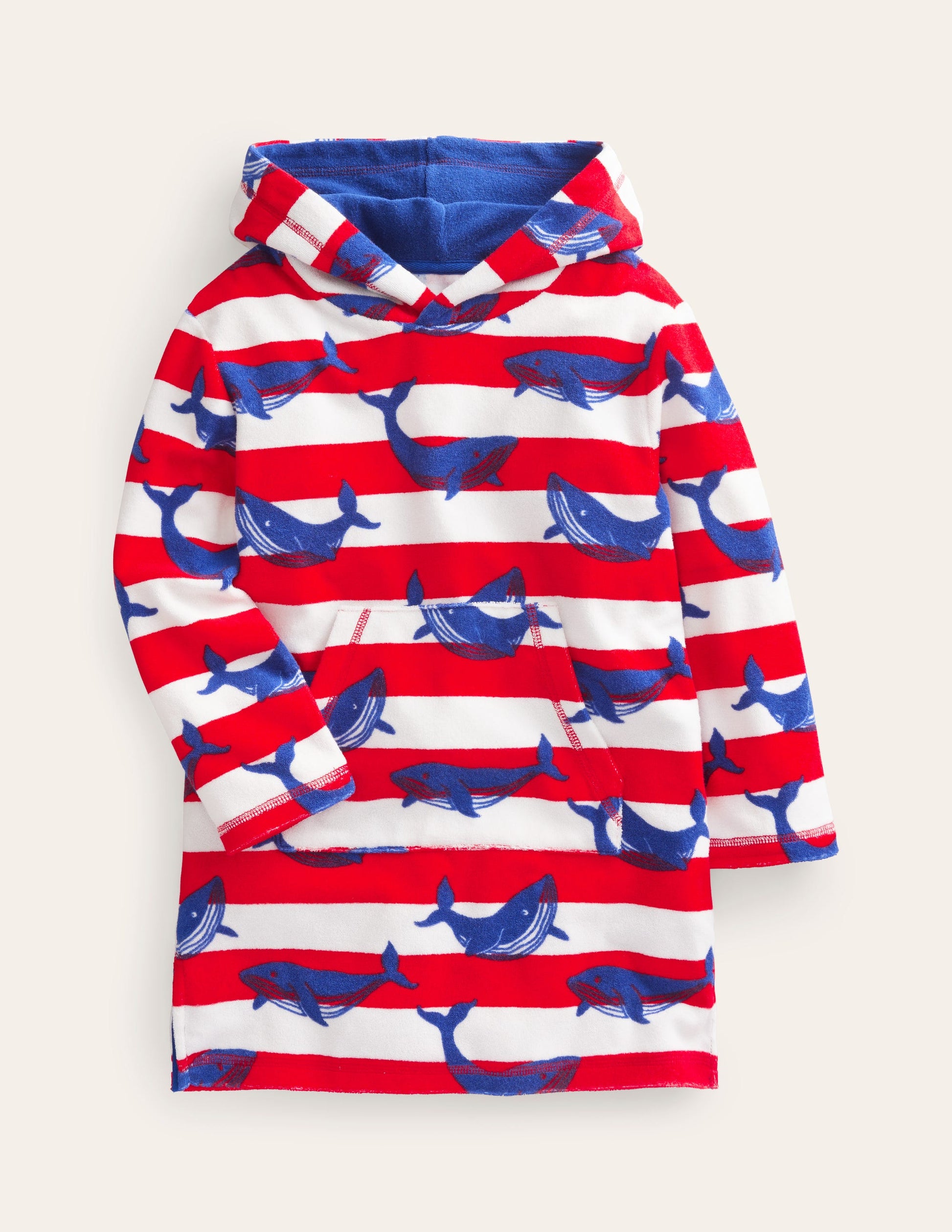 Towelling Throw-on-Blue/Ivory Whales-1