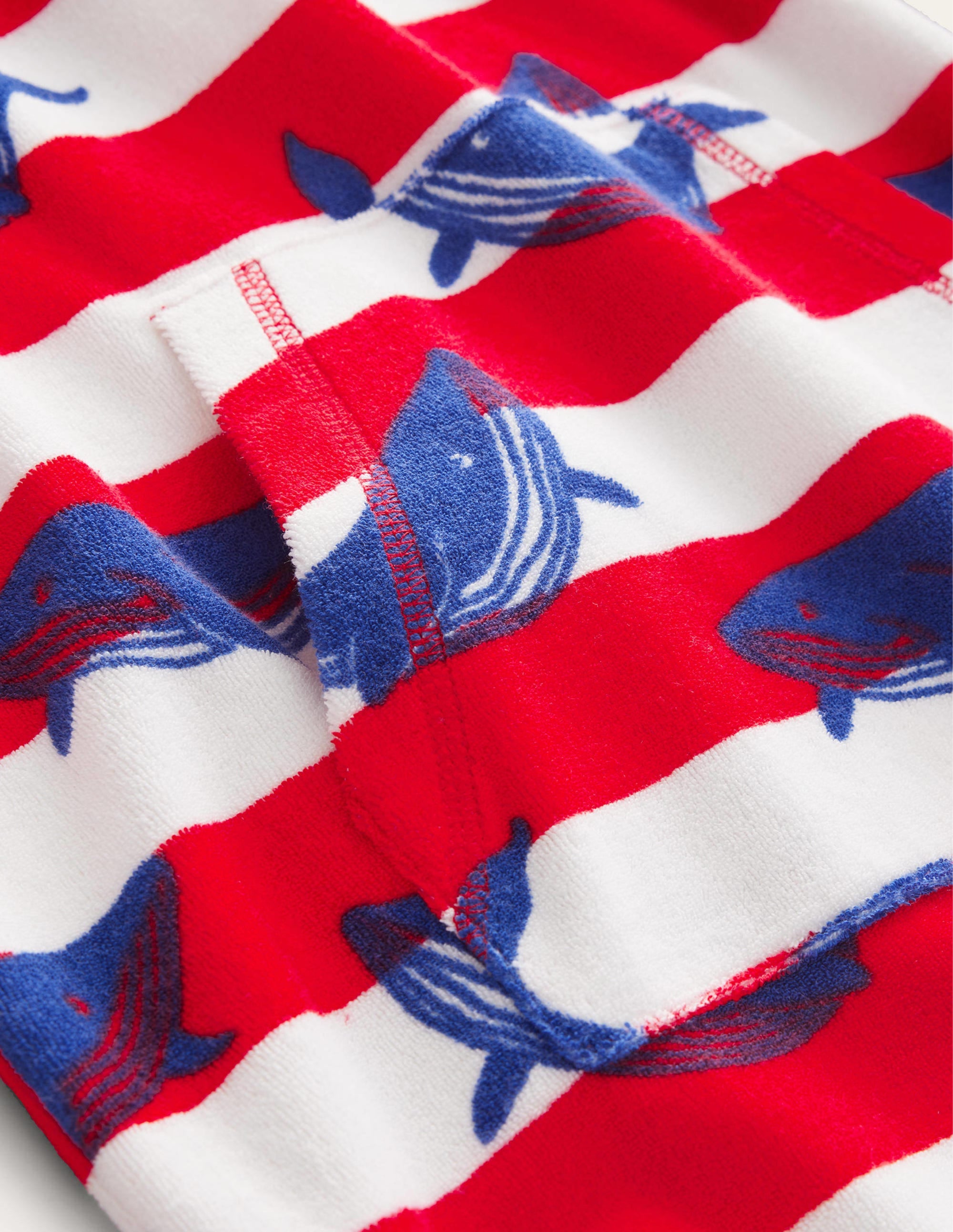 Towelling Throw-on-Blue/Ivory Whales - Image 3