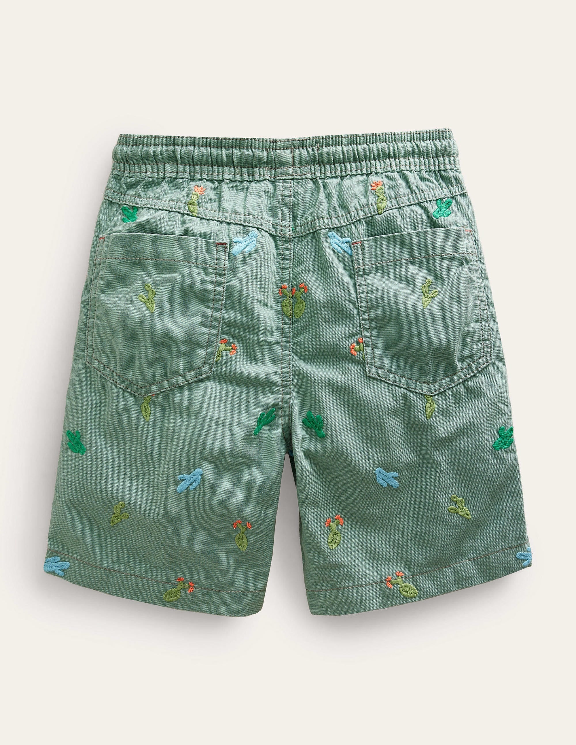 Pull-on Drawstring Shorts-Pottery Green Micro Cactus - Image 2