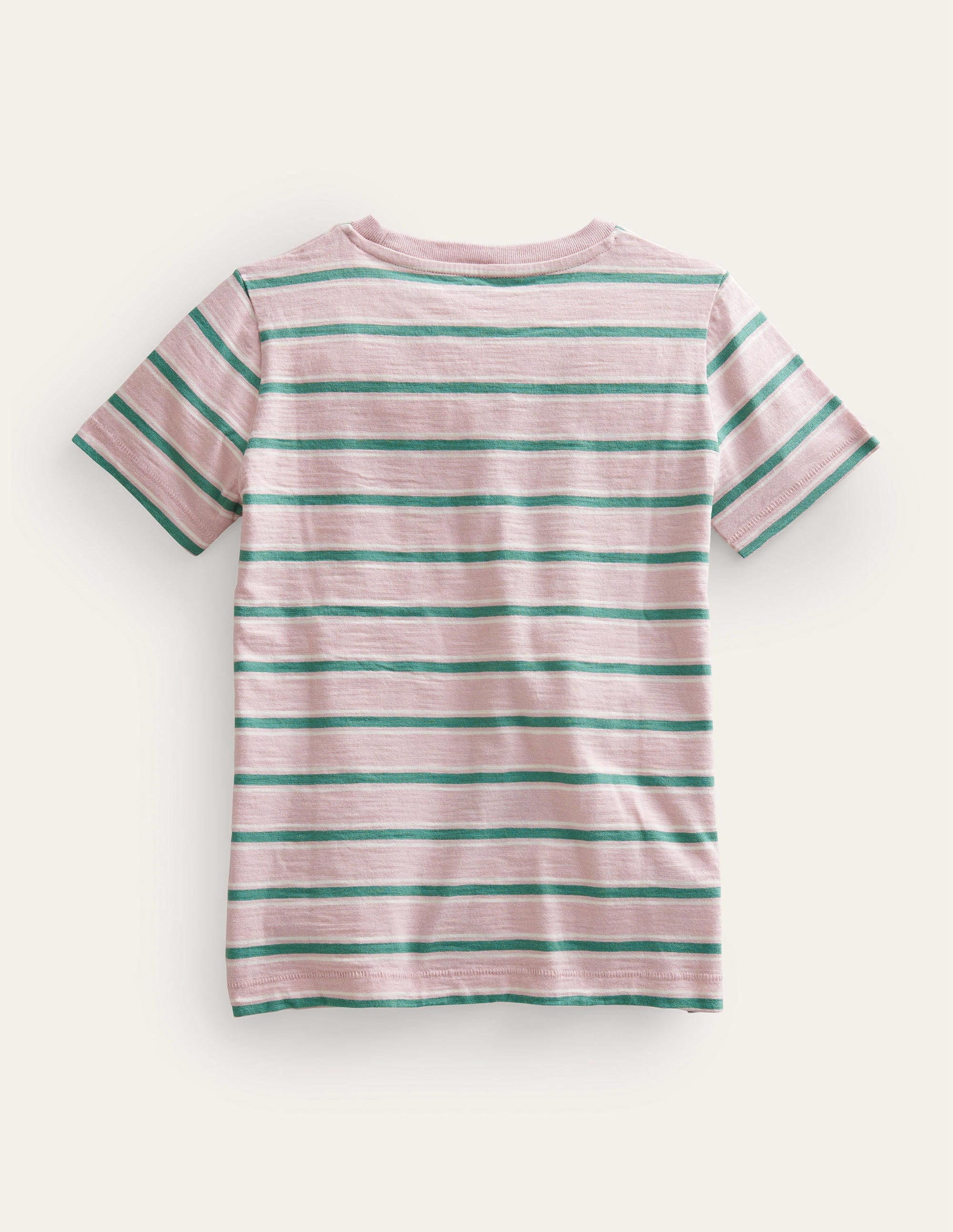 Striped Washed Slub T-shirt-French Pink/Csarite Green - Image 2