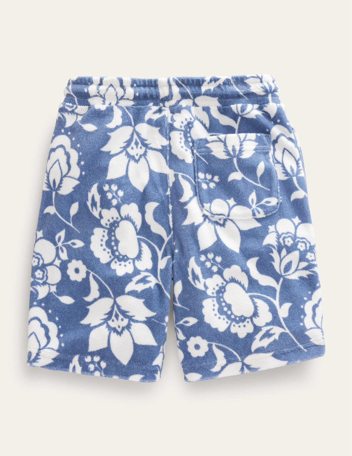 Towelling Sweat Shorts-Blue Floral-2