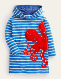 Appliqué Towelling Throw-on-Cabana Blue/Ivory Octopus