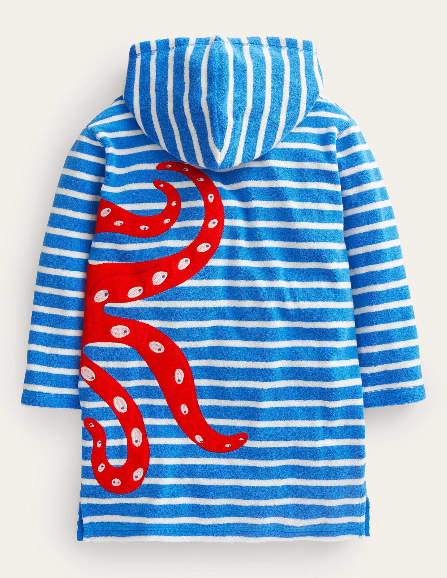 Appliqué Towelling Throw-on-Cabana Blue/Ivory Octopus