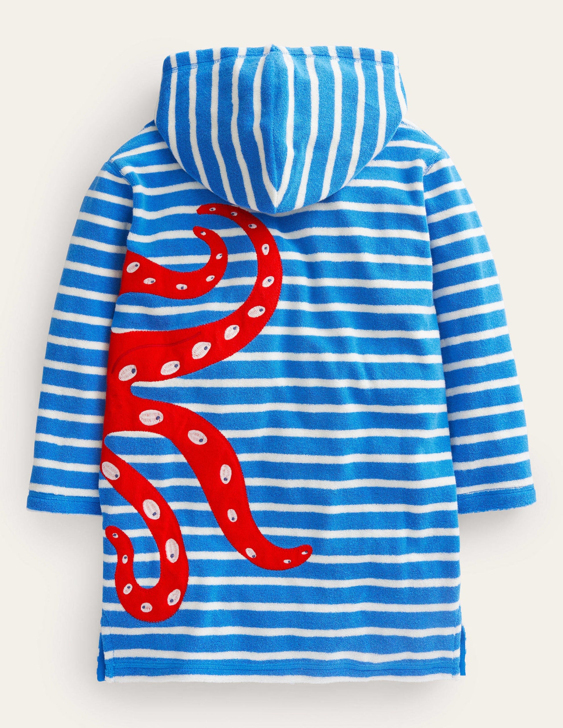 Appliqué Towelling Throw-on-Cabana Blue/Ivory Octopus-2
