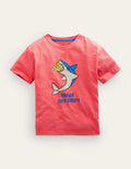 Printed Humour T-shirt-Jam Red Shark