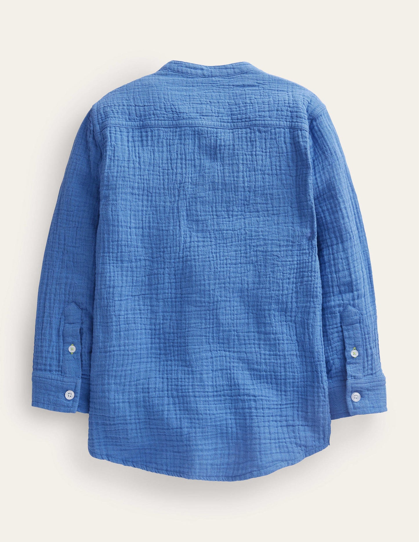 Double Cloth Grandad Shirt-Delft Blue