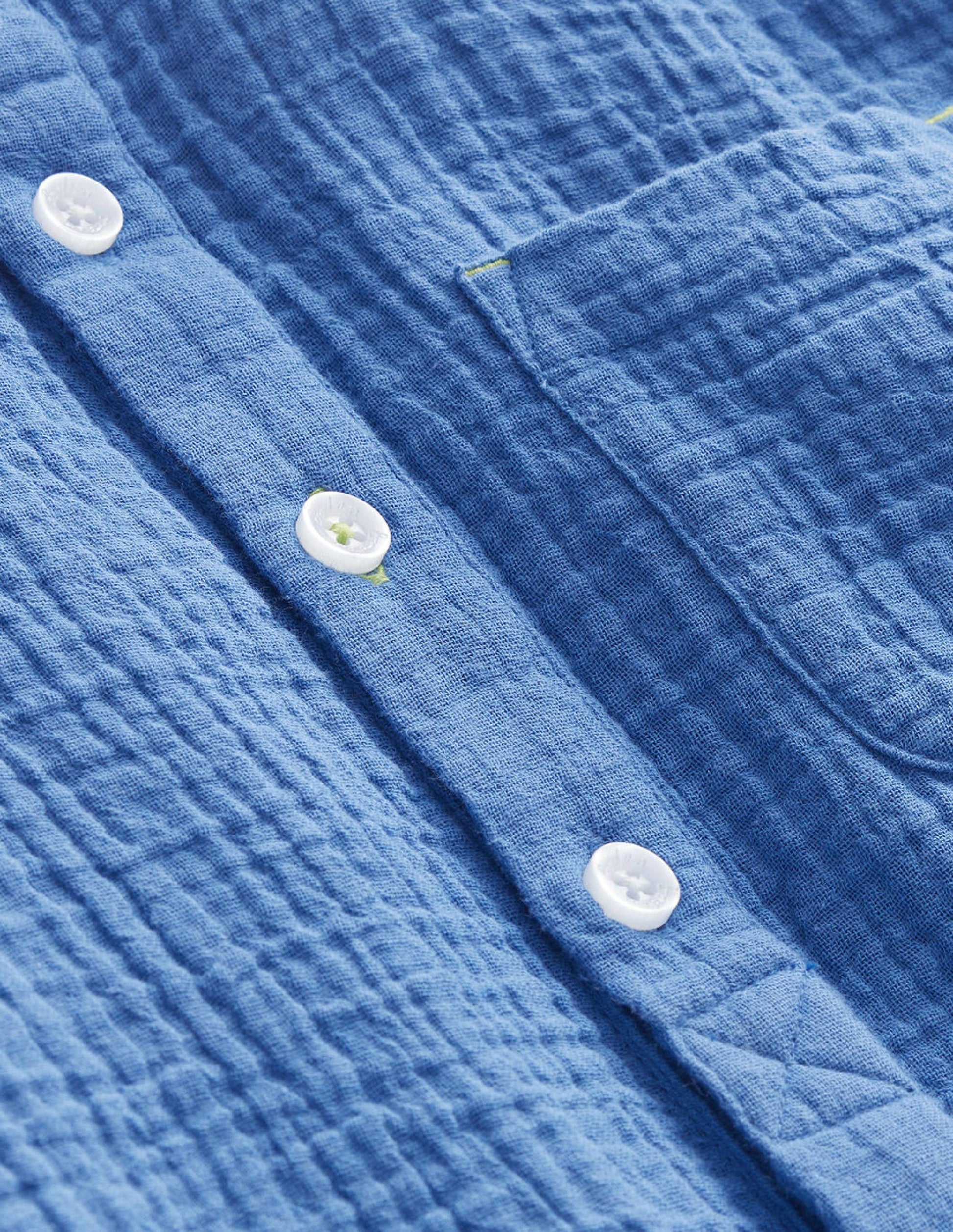 Double Cloth Grandad Shirt-Delft Blue-3