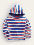 Towelling Hoodie-Cabana Blue Multi Stripe