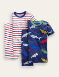 Snug Twin Pack Short Pyjamas-Starboard Mutli Sharks