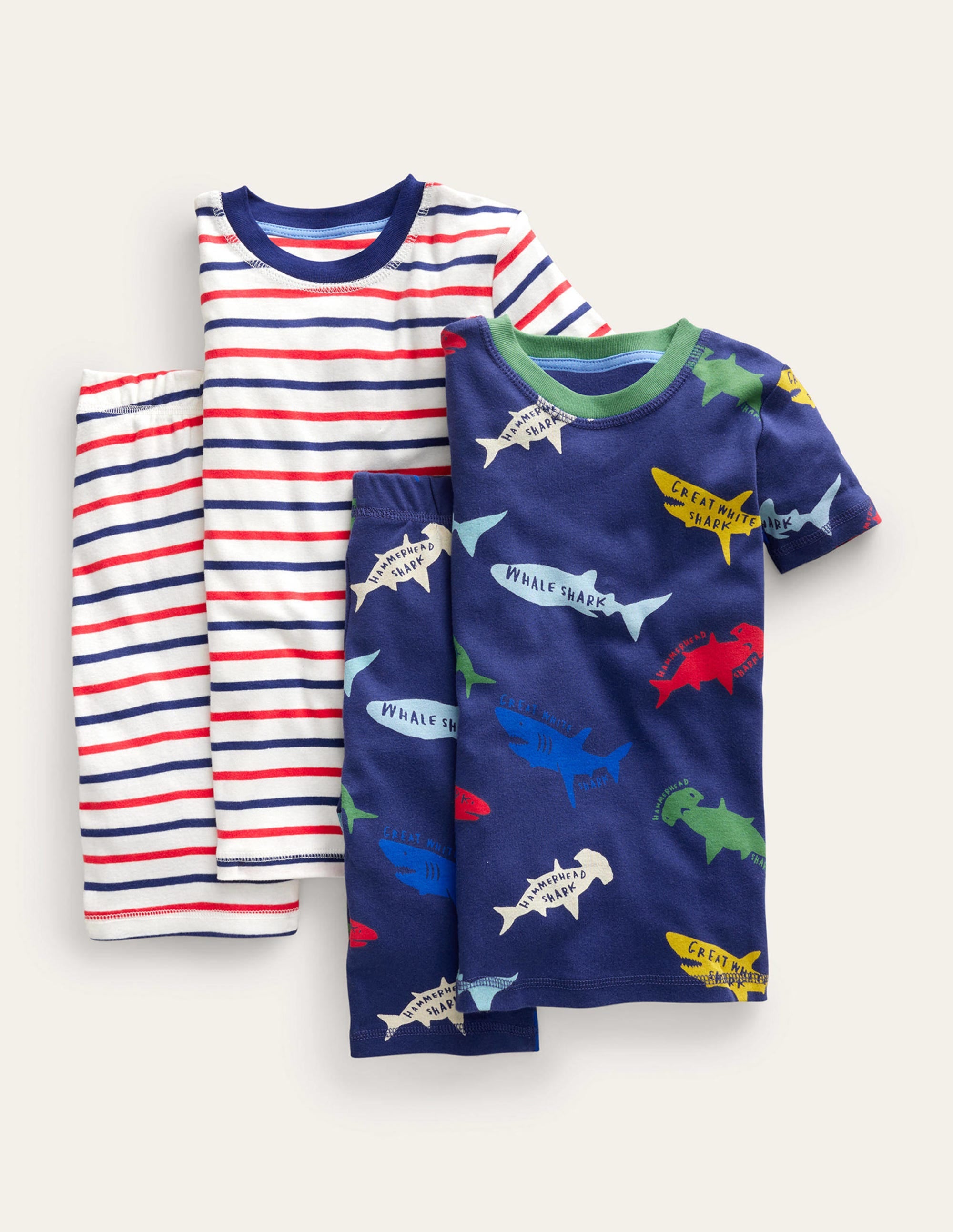 Snug Twin Pack Short Pyjamas-Starboard Mutli Sharks - Image 1