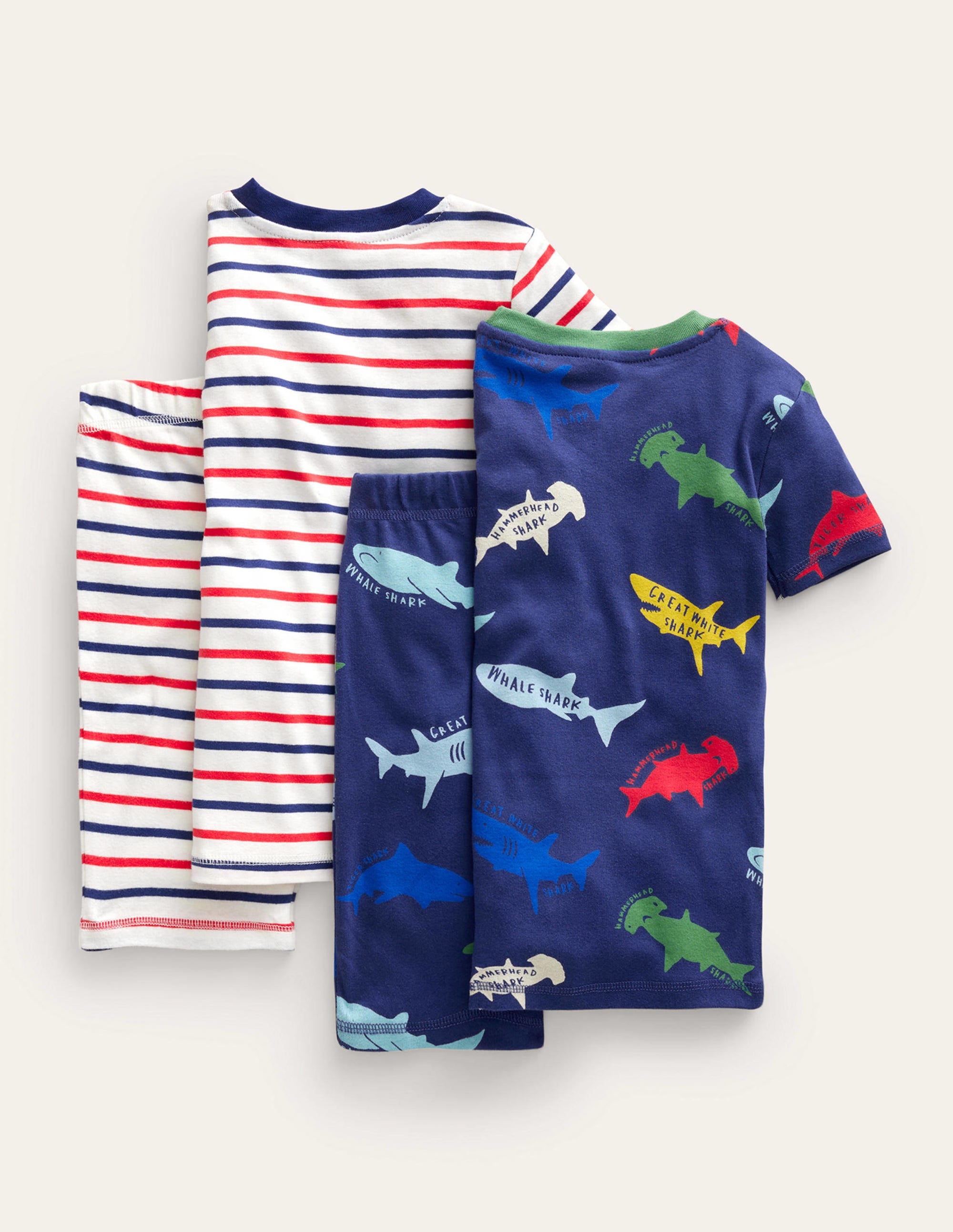 Snug Twin Pack Short Pyjamas-Starboard Mutli Sharks - Image 2