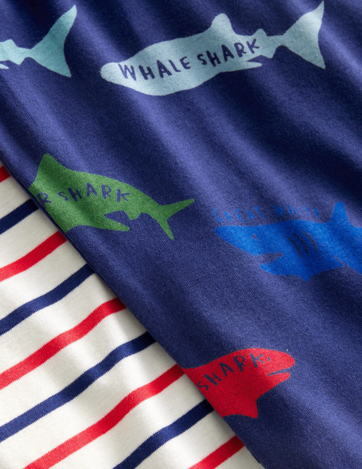 Snug Twin Pack Short Pyjamas-Starboard Mutli Sharks - Image 3