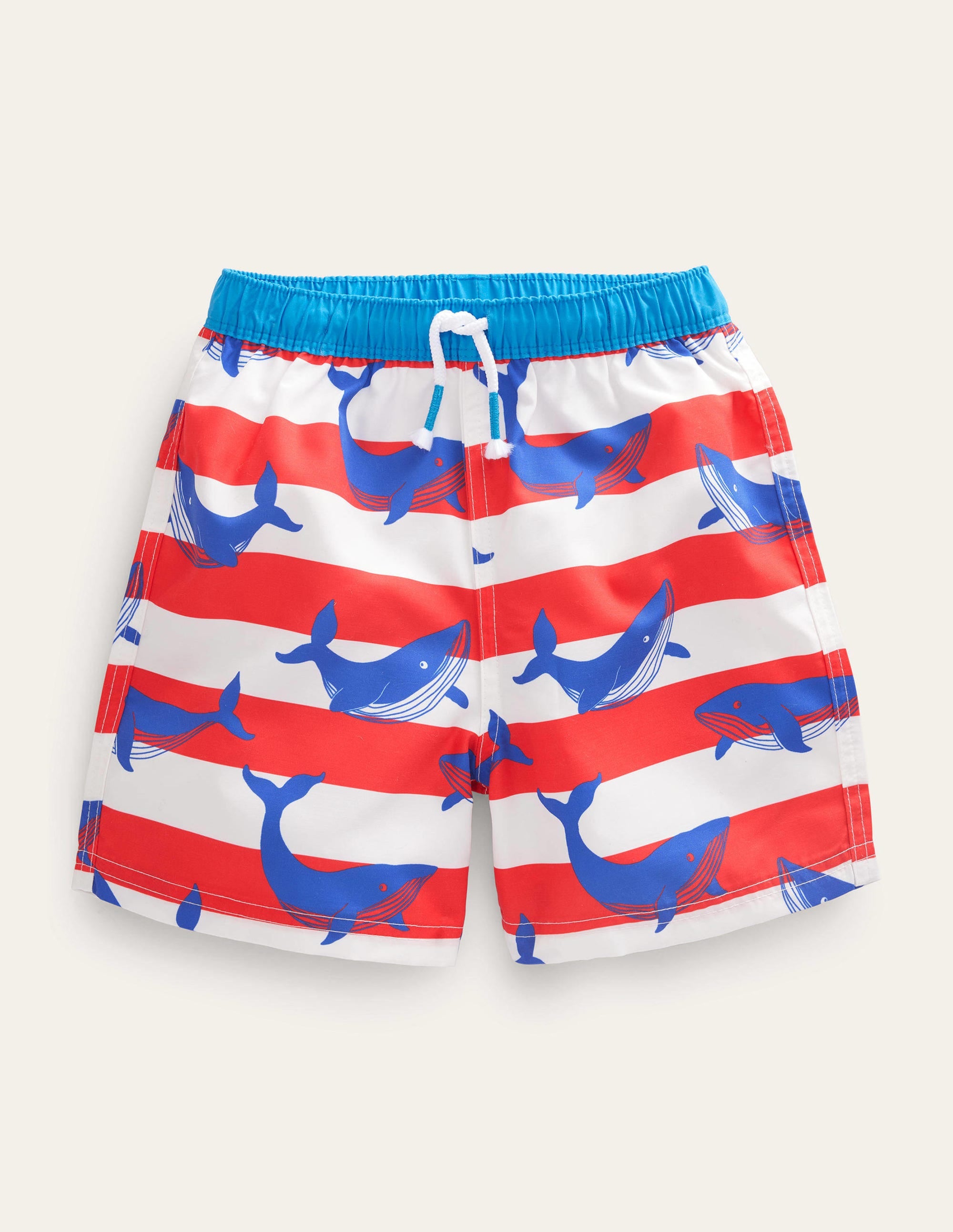 Swim Shorts-Ivory and Strawberry Whales - Image 1