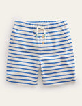 Textured Jersey Short-Delft Blue/White