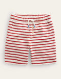 Textured Jersey Short-Chestnut Brown/White
