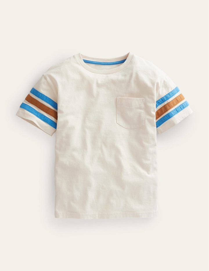 Contrast Stripe T-shirt-Vanilla Pod White