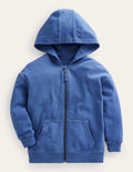 Garment Dye Zip-Though Hoodie-Delft Blue