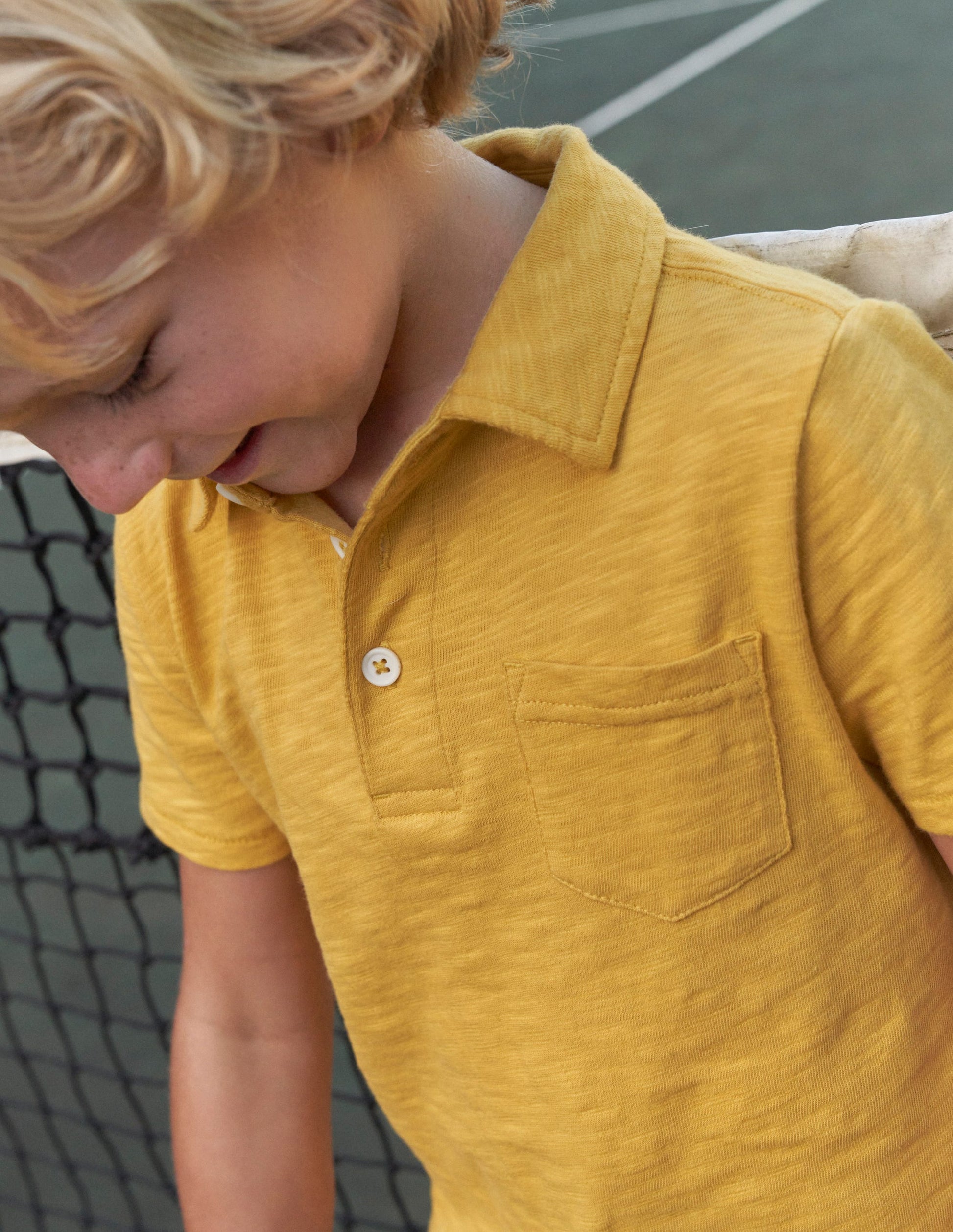 Slub Polo Shirt-Mustard Yellow-5