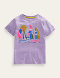 Graphic-Print Cotton T-Shirt-Misty Lavender