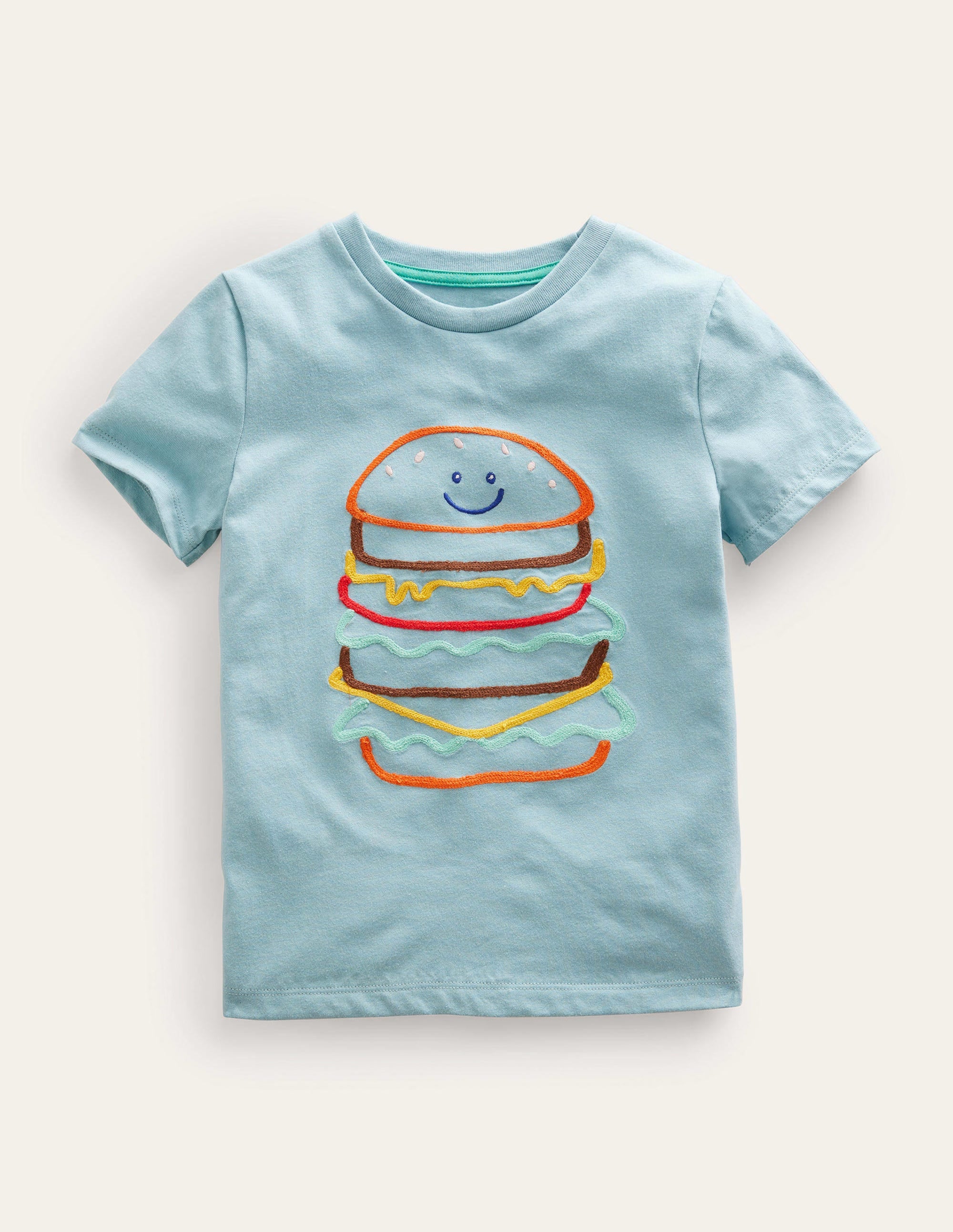 Chain Stitch Logo T-shirt-Tourmaline Blue Burger - Image 1