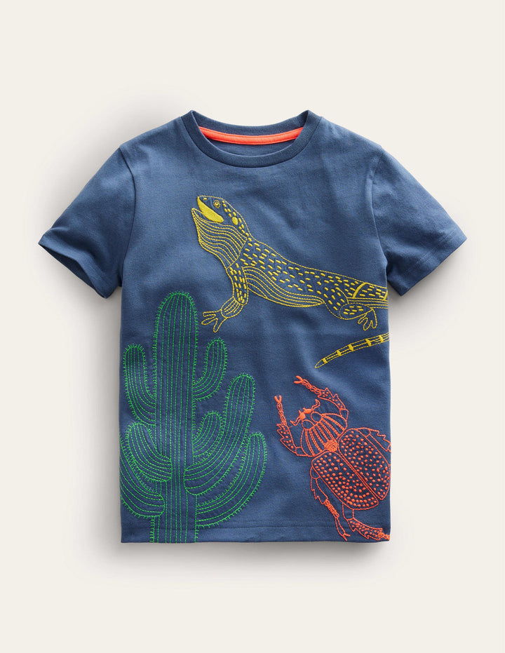 Chunky Stitch T-shirt-Robot Blue Lizard