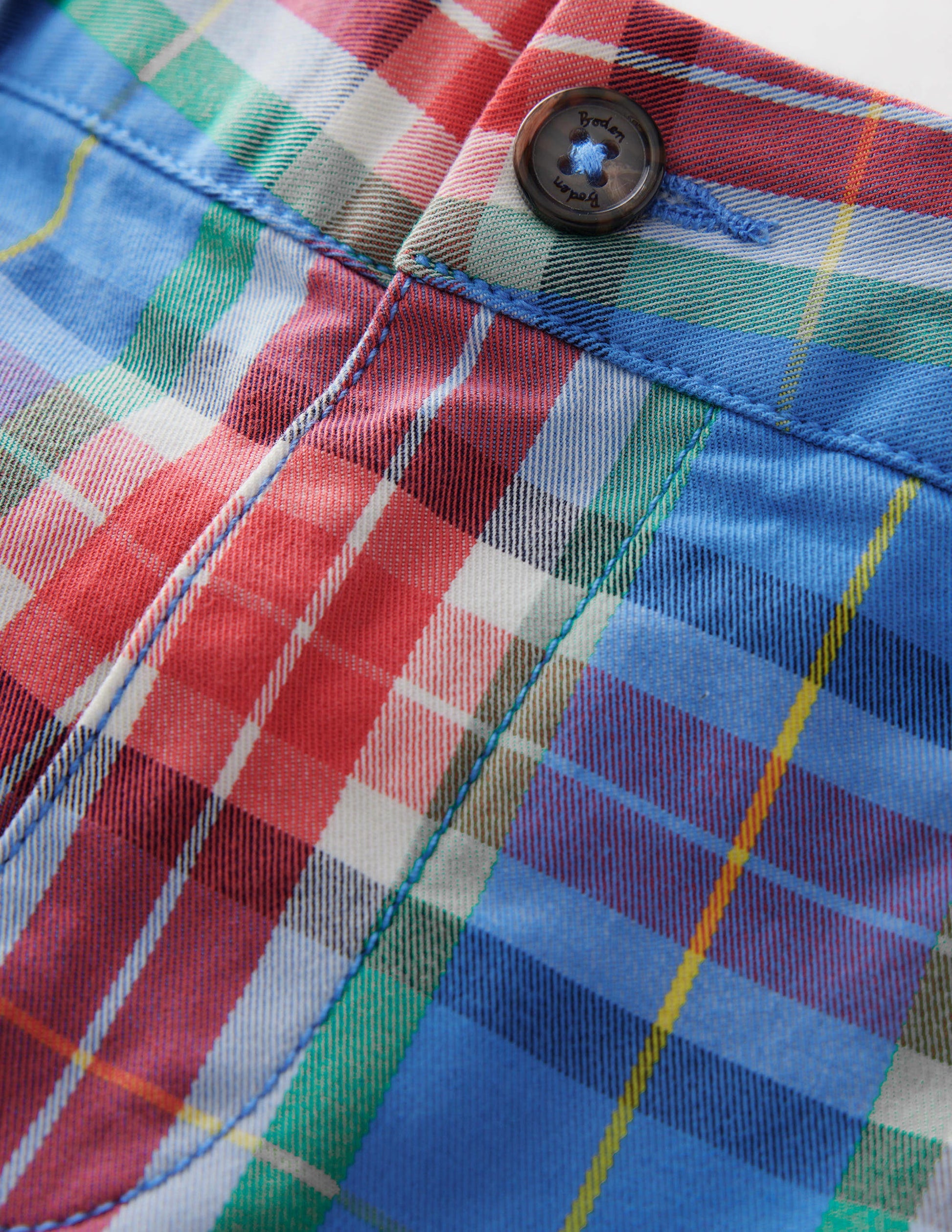 Patterned Chino Shorts-Blue/Orange Check-3