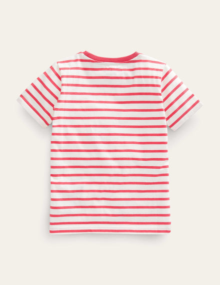 Appliqué Animal T-shirt-Ivory/Jam Guinea Pig