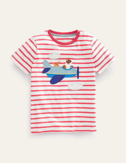 Appliqué Animal T-shirt-Ivory/Jam Guinea Pig