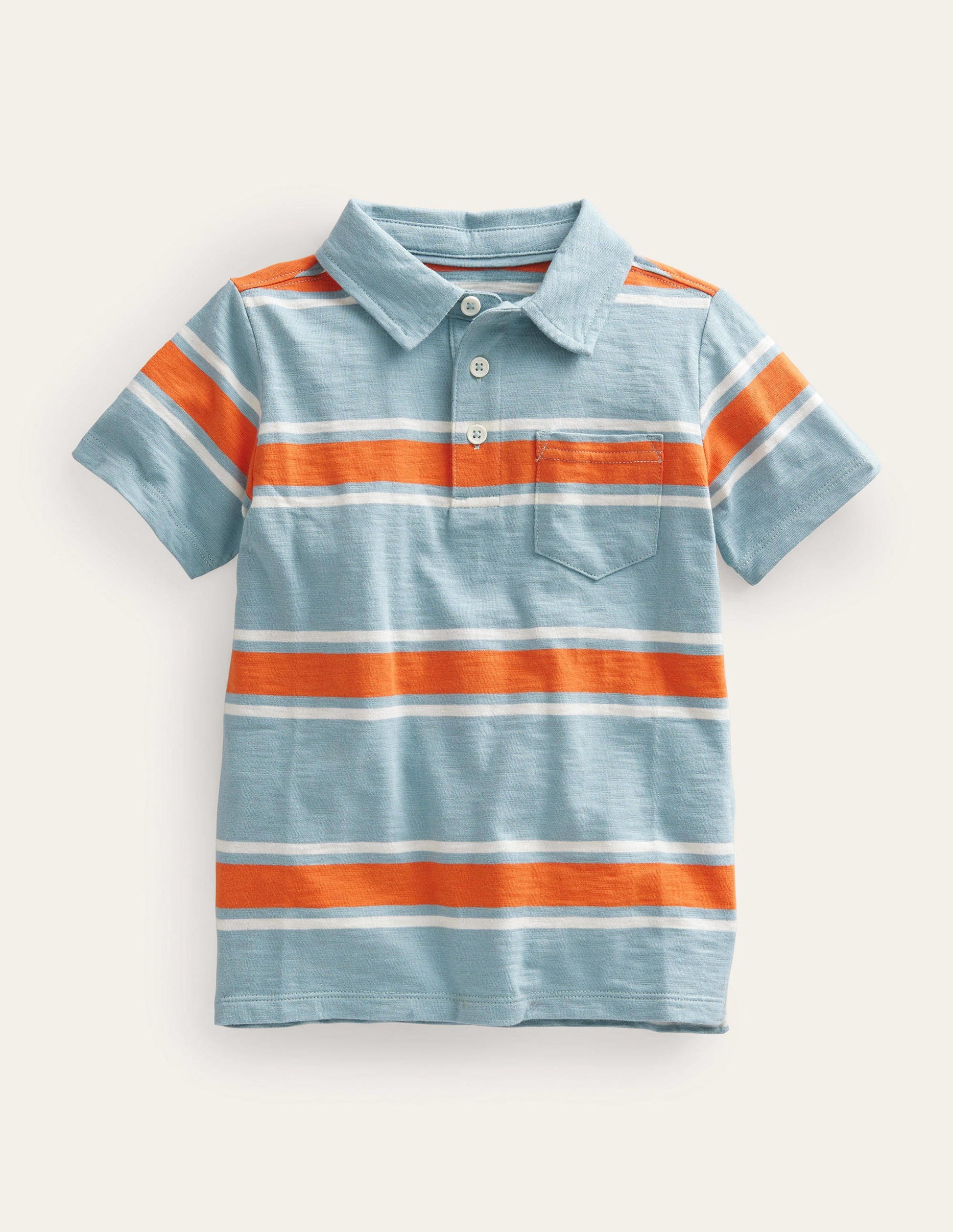 Patterned Slub Jersey Polo-Tourmaline Blue/Fire Orange-1
