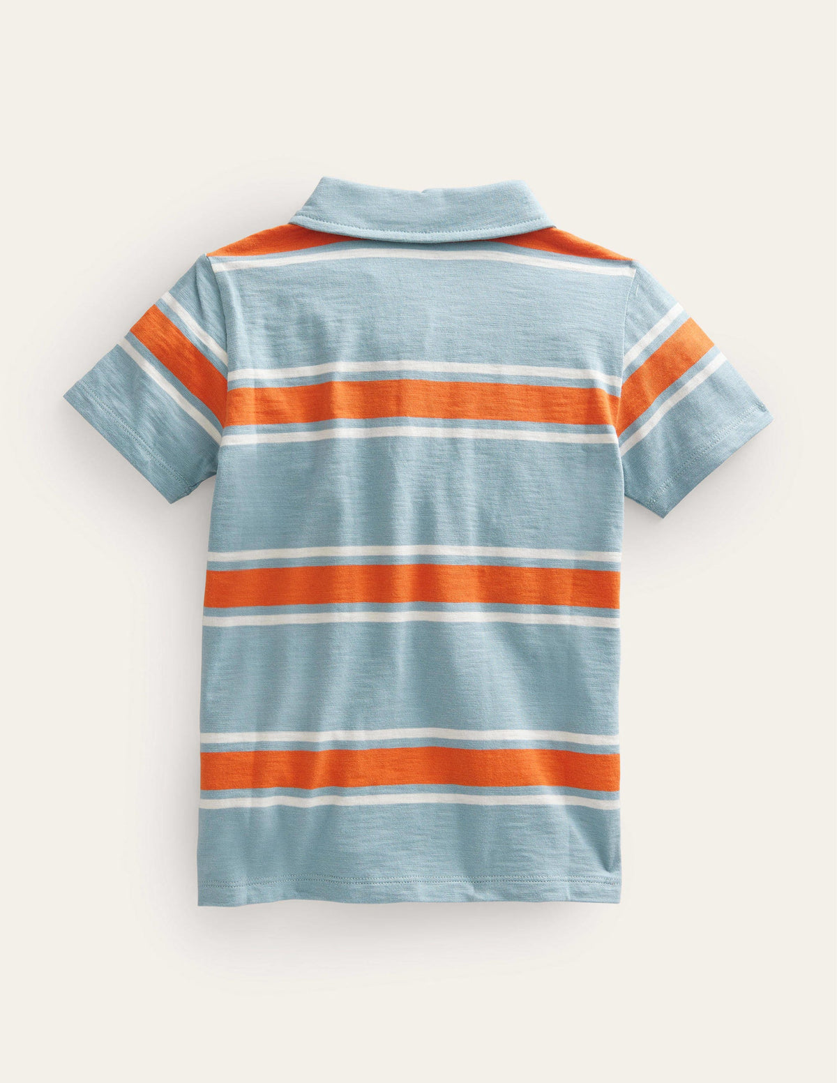 Patterned Slub Jersey Polo-Tourmaline Blue/Fire Orange - Image 2
